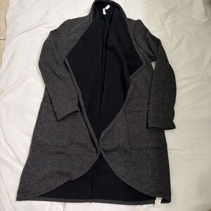 Fabletics Moscow Cardigan Womens XL Charcoal Open Front Fleece Lined Athlesiure